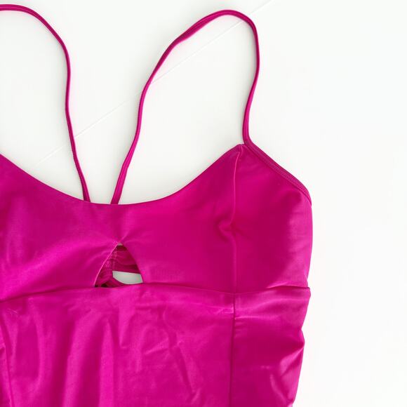 [Summersalt] The Swan Dive Colorblock Hibiscus Lava Pink One Piece Swimsuit Sz 8 - Picture 9 of 11